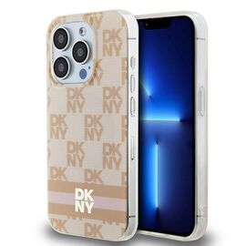 DKNY IML Checkered Mono Pattern &amp; Printed Stripes MagSafe case for iPhone 13 Pro Max - pink | Techbox