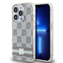 DKNY IML Checkered Mono Pattern &amp; Printed Stripes MagSafe case for iPhone 14 Pro - beige | Techbox