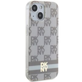 DKNY IML Checkered Mono Pattern &amp; Printed Stripes MagSafe case for iPhone 15 / 14 / 13 - beige - Apple Cases - Cases - Techbox