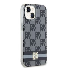 DKNY IML Checkered Mono Pattern &amp; Printed Stripes MagSafe Case for iPhone 15/14/13 - Black | Techbox