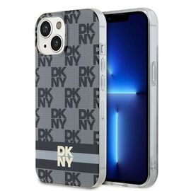 DKNY IML Checkered Mono Pattern &amp; Printed Stripes MagSafe Case for iPhone 15 Plus / 14 Plus - Black - Apple Cases - Cases - Techbox
