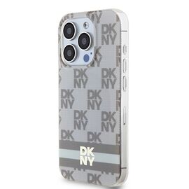 DKNY IML Checkered Mono Pattern &amp; Printed Stripes MagSafe case for iPhone 15 Pro - beige | Techbox