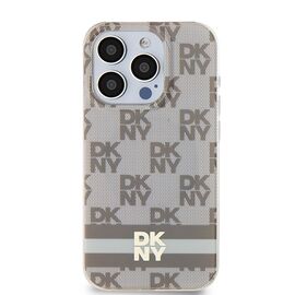 DKNY IML Checkered Mono Pattern &amp; Printed Stripes MagSafe case for iPhone 15 Pro - beige | Techbox
