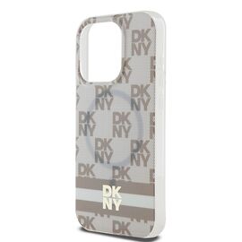 DKNY IML Checkered Mono Pattern &amp; Printed Stripes MagSafe case for iPhone 15 Pro - beige | Techbox