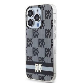 DKNY IML Checkered Mono Pattern &amp; Printed Stripes MagSafe Case for iPhone 15 Pro - Black | Techbox