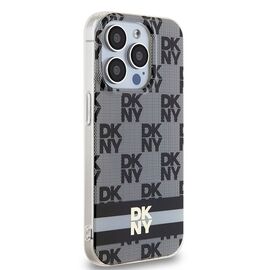 DKNY IML Checkered Mono Pattern &amp; Printed Stripes MagSafe Case for iPhone 15 Pro - Black | Techbox
