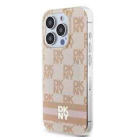 DKNY IML Checkered Mono Pattern &amp; Printed Stripes MagSafe case for iPhone 15 Pro - pink | Techbox