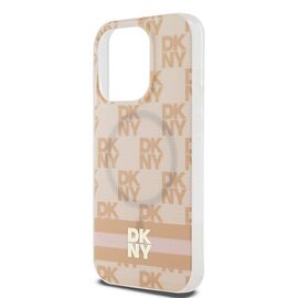 DKNY IML Checkered Mono Pattern &amp; Printed Stripes MagSafe case for iPhone 15 Pro - pink | Techbox