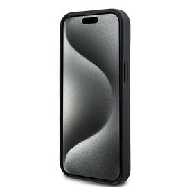 DKNY Leather Checkered Mono Pattern &amp; Printed Stripes Case for iPhone 15 Plus / 14 Plus - Black | Techbox