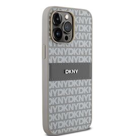 DKNY Leather Mono Stripe &amp; Metal Logo case for iPhone 14 Pro - beige | Techbox