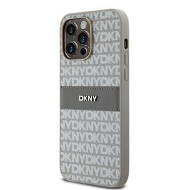 DKNY Leather Mono Stripe &amp; Metal Logo case for iPhone 14 Pro Max - beige - Apple Cases - Cases - Techbox