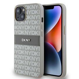 DKNY Leather Mono Stripe &amp; Metal Logo case for iPhone 15 / 14 / 13 - beige - Apple Cases - Cases - Techbox