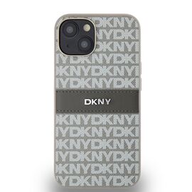 DKNY Leather Mono Stripe &amp; Metal Logo case for iPhone 15 / 14 / 13 - beige - Apple Cases - Cases - Techbox