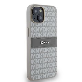 DKNY Leather Mono Stripe &amp; Metal Logo case for iPhone 15 / 14 / 13 - beige - Apple Cases - Cases - Techbox