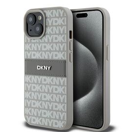 DKNY Leather Mono Stripe &amp; Metal Logo case for iPhone 15 / 14 / 13 - beige - Apple Cases - Cases - Techbox