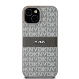 DKNY Leather Mono Stripe &amp; Metal Logo case for iPhone 15 / 14 / 13 - beige - Apple Cases - Cases - Techbox