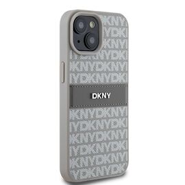DKNY Leather Mono Stripe &amp; Metal Logo case for iPhone 15 / 14 / 13 - beige - Apple Cases - Cases - Techbox