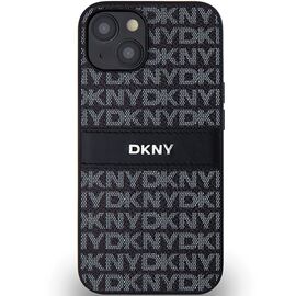 DKNY Leather Mono Stripe &amp; Metal Logo Case for iPhone 15/14/13 - Black - Apple Cases - Cases - Techbox