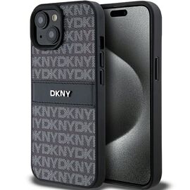DKNY Leather Mono Stripe &amp; Metal Logo Case for iPhone 15/14/13 - Black - Apple Cases - Cases - Techbox