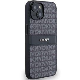DKNY Leather Mono Stripe &amp; Metal Logo Case for iPhone 15/14/13 - Black - Apple Cases - Cases - Techbox