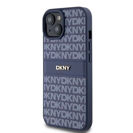 DKNY Leather Mono Stripe &amp; Metal Logo case for iPhone 15 / 14 / 13 - blue - Apple Cases - Cases - Techbox