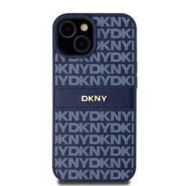 DKNY Leather Mono Stripe &amp; Metal Logo case for iPhone 15 / 14 / 13 - blue - Apple Cases - Cases - Techbox