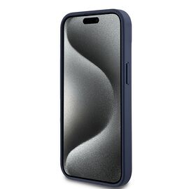 DKNY Leather Mono Stripe &amp; Metal Logo case for iPhone 15 / 14 / 13 - blue - Apple Cases - Cases - Techbox