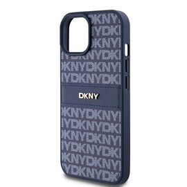 DKNY Leather Mono Stripe &amp; Metal Logo case for iPhone 15 / 14 / 13 - blue - Apple Cases - Cases - Techbox