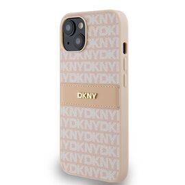 DKNY Leather Mono Stripe &amp; Metal Logo case for iPhone 15 / 14 / 13 - pink - Apple Cases - Cases - Techbox