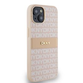 DKNY Leather Mono Stripe &amp; Metal Logo case for iPhone 15 / 14 / 13 - pink - Apple Cases - Cases - Techbox