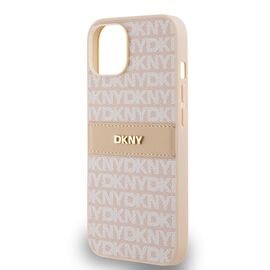 DKNY Leather Mono Stripe &amp; Metal Logo case for iPhone 15 / 14 / 13 - pink - Apple Cases - Cases - Techbox