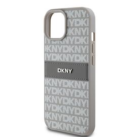 DKNY Leather Mono Stripe &amp; Metal Logo case for iPhone 15 Plus / 14 Plus - beige | Techbox