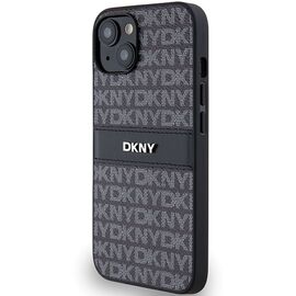 DKNY Leather Mono Stripe &amp; Metal Logo Case for iPhone 15 Plus / 14 Plus - Black - Apple Cases - Cases - Techbox