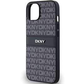 DKNY Leather Mono Stripe &amp; Metal Logo Case for iPhone 15 Plus / 14 Plus - Black - Apple Cases - Cases - Techbox