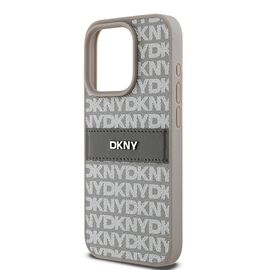 DKNY Leather Mono Stripe &amp; Metal Logo case for iPhone 15 Pro - beige - Apple Cases - Cases - Techbox