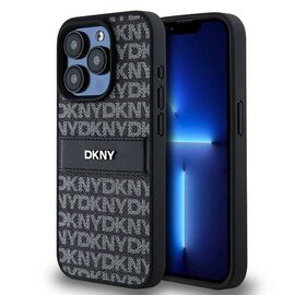 DKNY Leather Mono Stripe &amp; Metal Logo case for iPhone 15 Pro - black - Apple Cases - Cases - Techbox