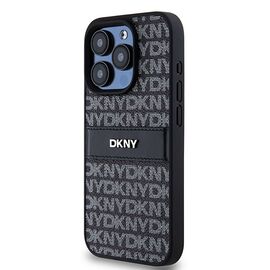 DKNY Leather Mono Stripe &amp; Metal Logo case for iPhone 15 Pro - black - Apple Cases - Cases - Techbox