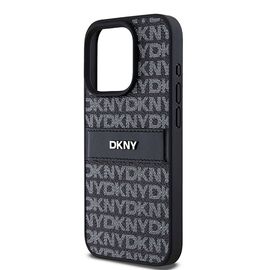 DKNY Leather Mono Stripe &amp; Metal Logo case for iPhone 15 Pro - black - Apple Cases - Cases - Techbox