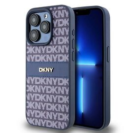DKNY Leather Mono Stripe &amp; Metal Logo case for iPhone 15 Pro - blue - Apple Cases - Cases - Techbox