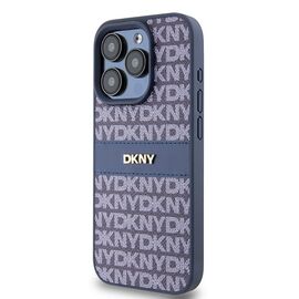 DKNY Leather Mono Stripe &amp; Metal Logo case for iPhone 15 Pro - blue - Apple Cases - Cases - Techbox