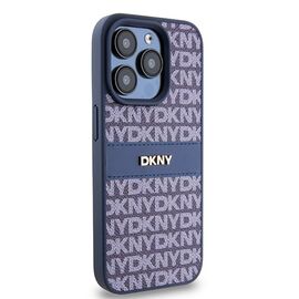 DKNY Leather Mono Stripe &amp; Metal Logo case for iPhone 15 Pro - blue - Apple Cases - Cases - Techbox