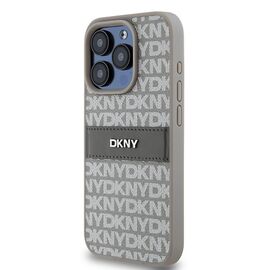 DKNY Leather Mono Stripe &amp; Metal Logo case for iPhone 15 Pro Max - beige | Techbox