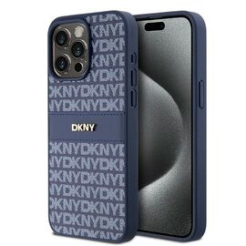 DKNY Leather Mono Stripe &amp; Metal Logo case for iPhone 15 Pro Max - blue - Apple Cases - Cases - Techbox