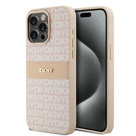 DKNY Leather Mono Stripe &amp; Metal Logo case for iPhone 15 Pro Max - pink - Apple Cases - Cases - Techbox