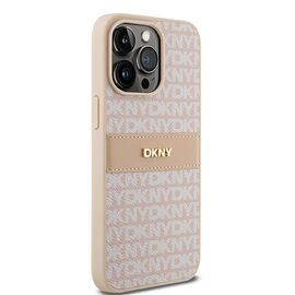 DKNY Leather Mono Stripe &amp; Metal Logo case for iPhone 15 Pro Max - pink - Apple Cases - Cases - Techbox