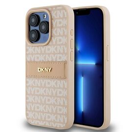 DKNY Leather Mono Stripe &amp; Metal Logo case for iPhone 15 Pro - pink - Apple Cases - Cases - Techbox