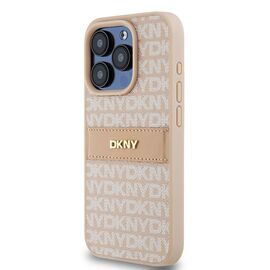 DKNY Leather Mono Stripe &amp; Metal Logo case for iPhone 15 Pro - pink - Apple Cases - Cases - Techbox
