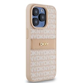 DKNY Leather Mono Stripe &amp; Metal Logo case for iPhone 15 Pro - pink - Apple Cases - Cases - Techbox