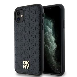 DKNY Leather Monogram Pattern Metal Logo MagSafe Case for iPhone 11 / Xr - Black - Uncategorized Cases (2) - Cases - Techbox