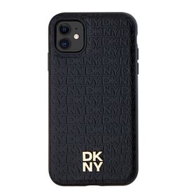 DKNY Leather Monogram Pattern Metal Logo MagSafe Case for iPhone 11 / Xr - Black - Uncategorized Cases (2) - Cases - Techbox